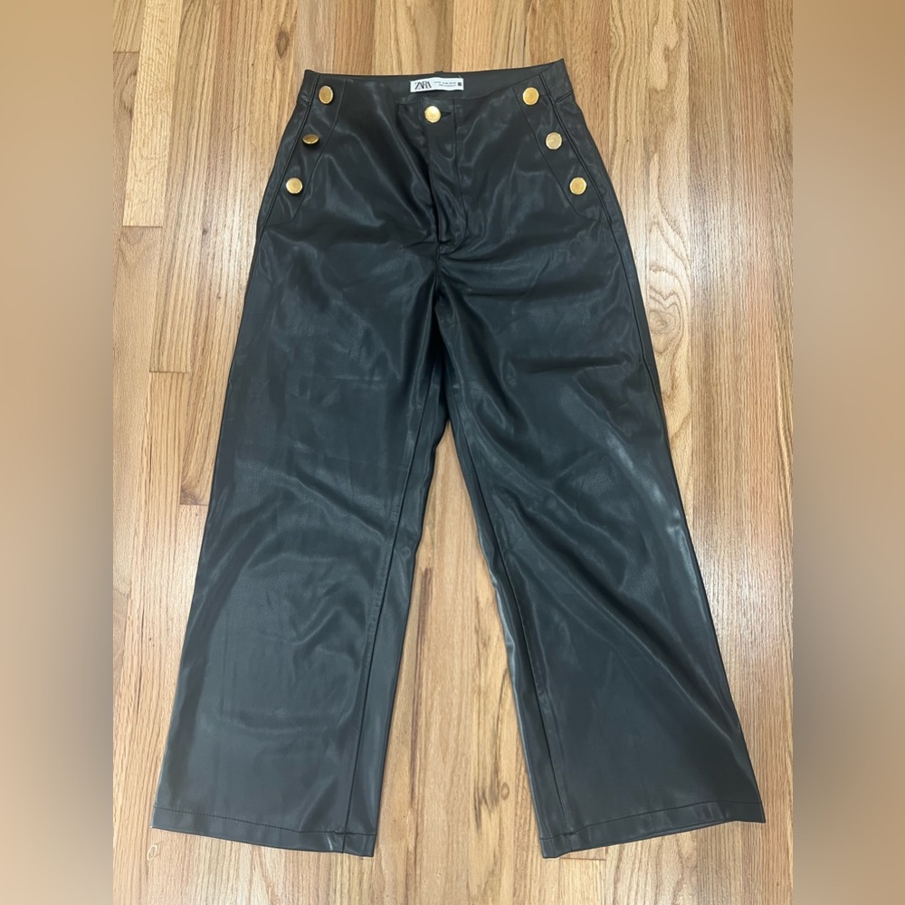 Zara wide leg faux leather pants
